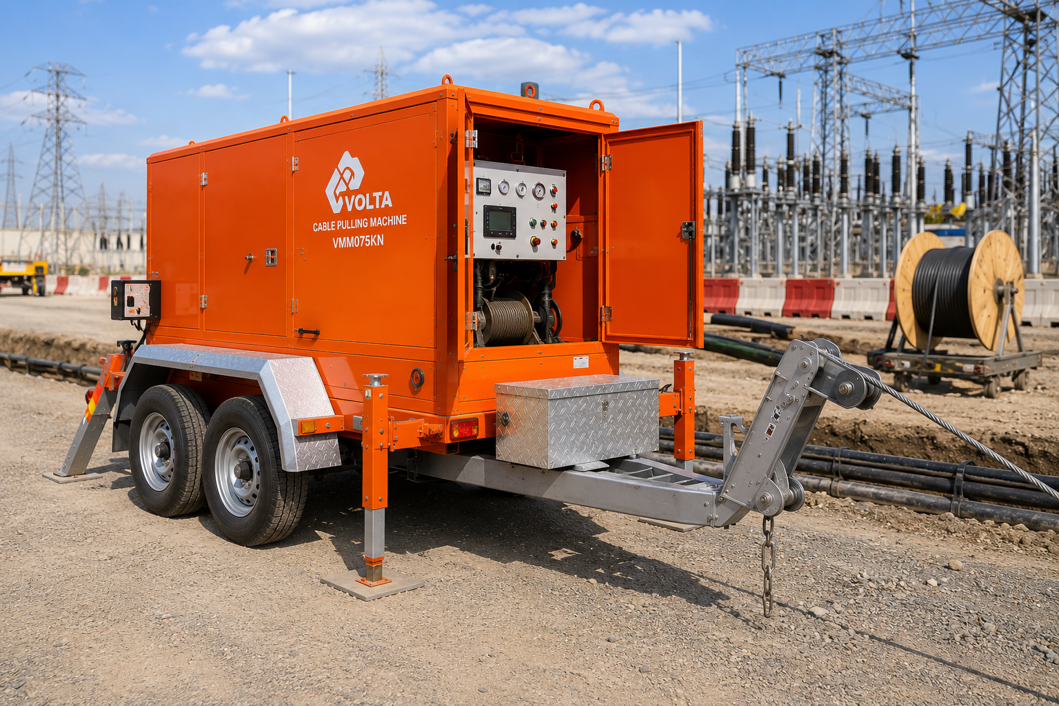 Hydraulic cable pulling machine